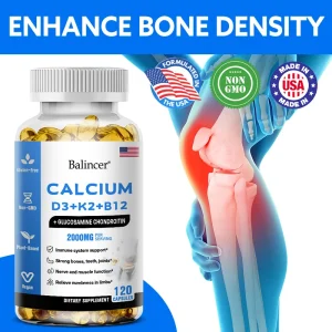 Calcium + D3 + K2 + B12 Capsules - Support Bone and Muscle Health, Replenish Joints, 120 Capsules